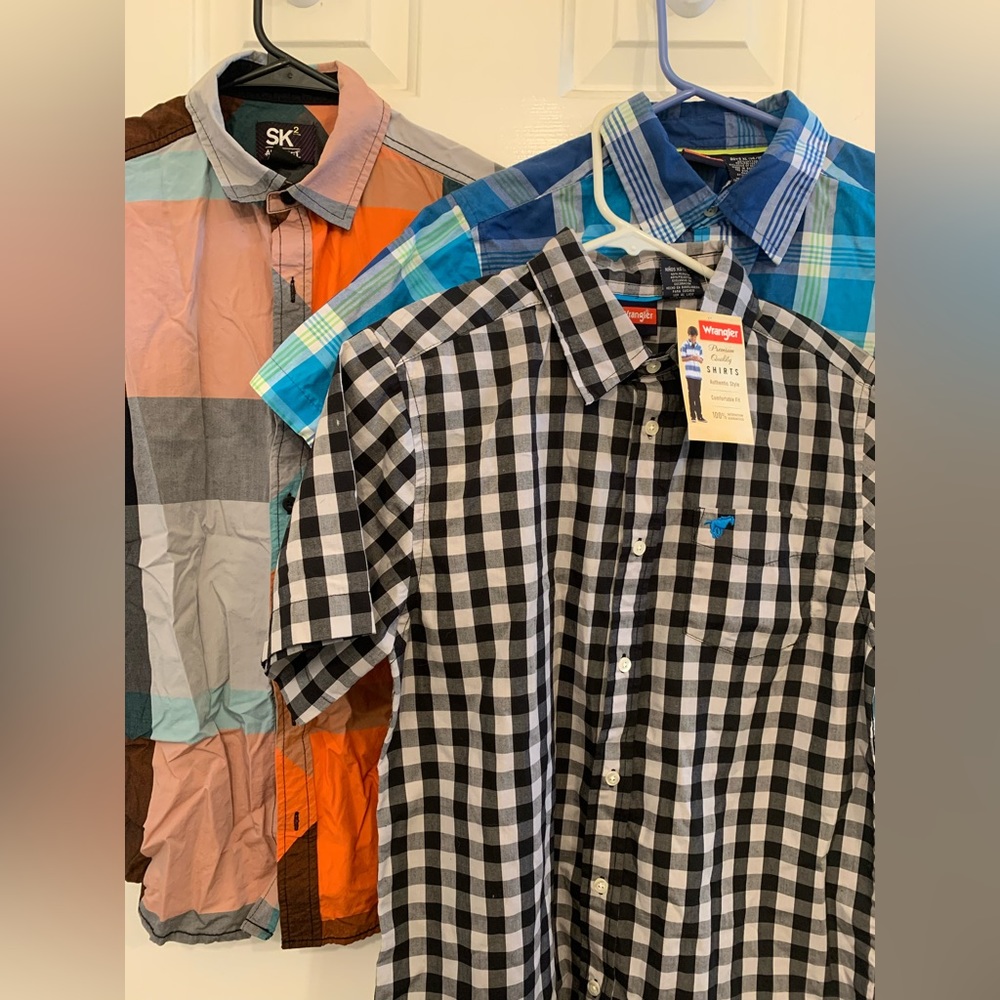 3 pack of Youth XL 14/16 short sleeve button up shirts Wrangler/SK2